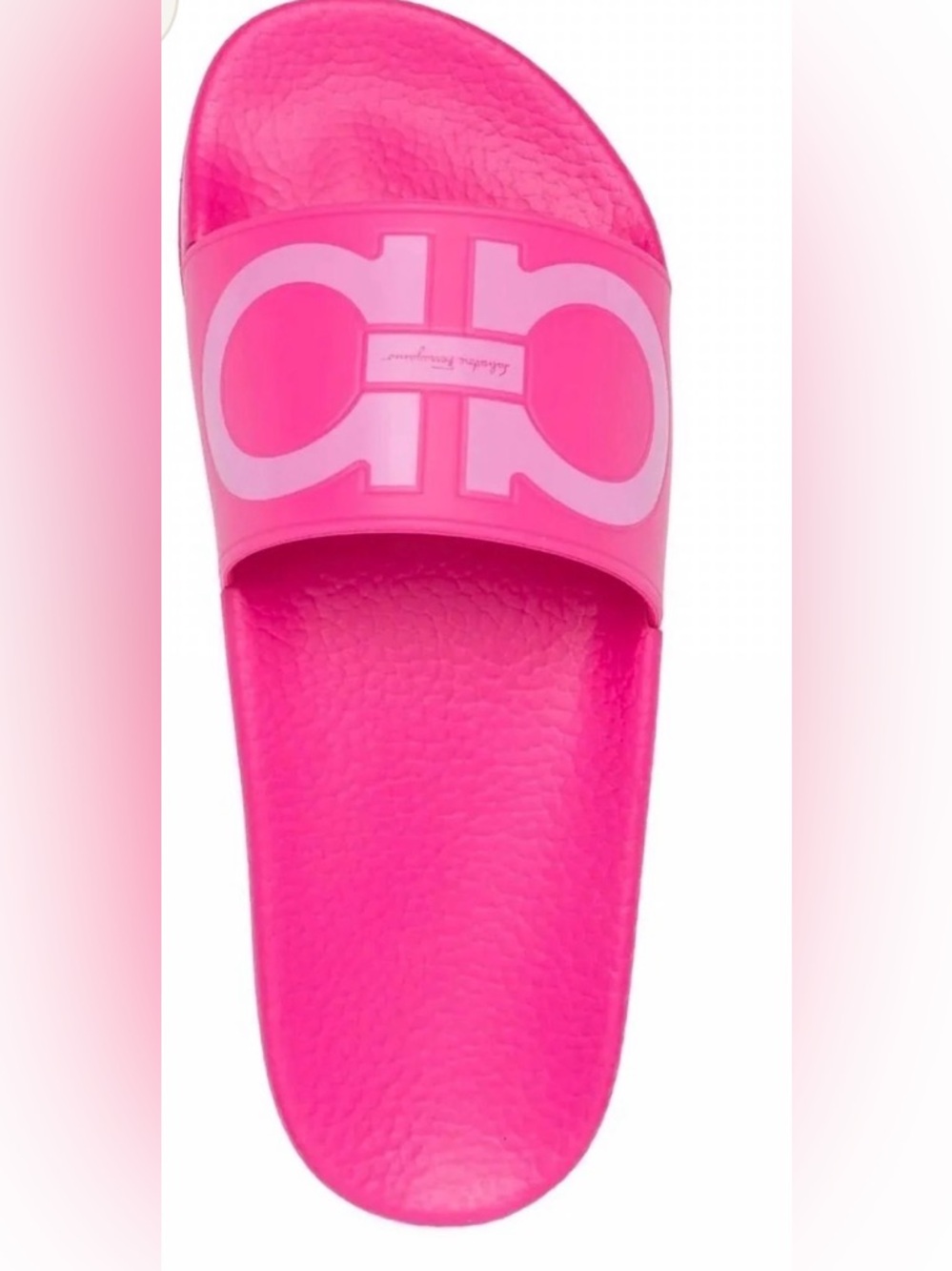 Salvatore Ferragamo Hot Pink Logo Slide Sandals - Picture 3 of 6